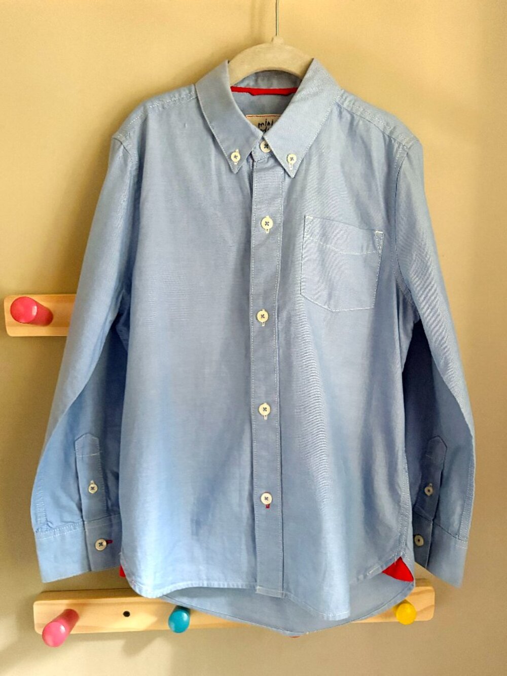 Mini Boden Light Blue Long-sleeved Oxford Button Down Shirt